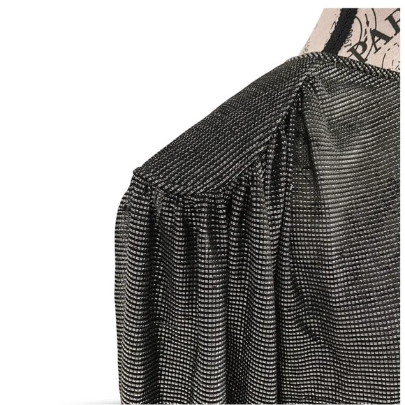 Vintage 80s Miss Renfrew Indie Disco Glam Rock Silver Mesh Dolman Sleeves Dress - Picture 4 of 7